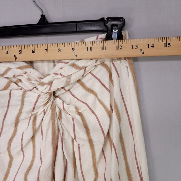 Madewell Linen Blend Slit Midi Skirt Twist-Front Sarong Stripe Women's Size 2 - Picture 6 of 13